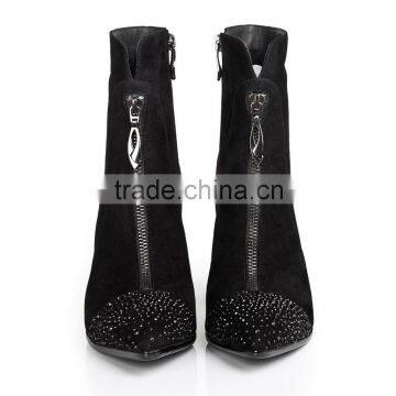Top Fashionable Rhinestone Women Boots Andkle Boots Leather Heels photo-2