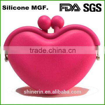 Funny Heart Shaped Mini Silicone Rubber Coin Purse bag
