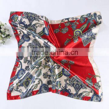 China factory 90x90cm Women Brand satin Square Scarf High Quality Imitated Satin Scarves Shawl Hijab 2016 fashion style