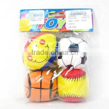 Children toy ball, mini sport toy, 2.5 inch soft stuffed ball 4in1