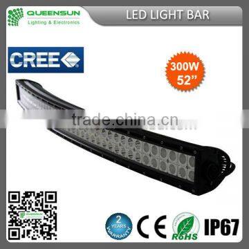 Factory directly sale 300W 52 inch curved led light bar offroad light bar with 2 years warranty