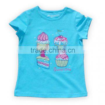 2016 hot sale blue summer children washed short sleeve microfiber t-shirt