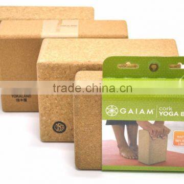 MIC5047 wooden ECO cork yoga block with paper card package for exercise