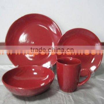 wholesale 16pcs color best glazed stoneware dinner set