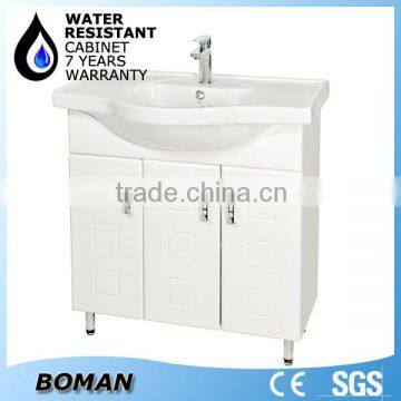 Floor Standing White Lacquered China Bathroom Cabinet