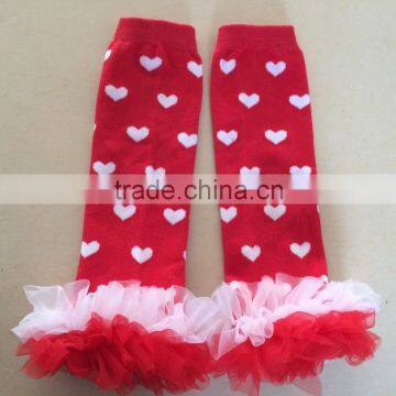 IN STOCK! valentine girl leggings baby leg warmers with chiffon ruffles