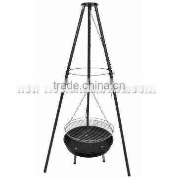 18"/21" Portable Hanging Swing Tripod Camping BBQ Grill Fire Bowl Height Adjustable