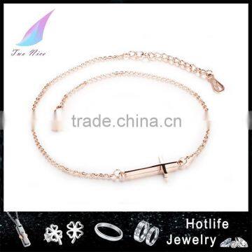 china wholesale fashion jewelry 2015 rose gold anti-allergy baby anklet with cross prayer for women                        
                                                Quality Choice