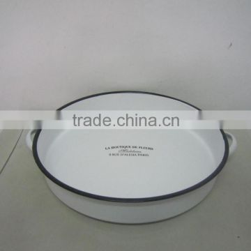 Round enamel tray, metal plate