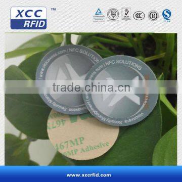 2016 Hot Sale! 13.56mhz ISO14443a Ntag213 NFC PVC CoinTag On Metal