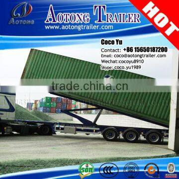 50tons hydraulic read dumping 3 axles 40ft container skeleton chassis tipper semi trailer for sale