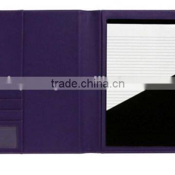 Purple A4 PU Leather Notepad Folder With Card Slot