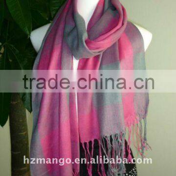 Fashion jaquard check design polyester long scarf
