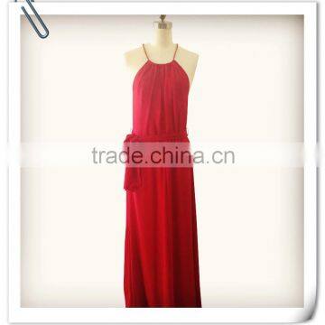 Lady's silk long georgette red evening dress