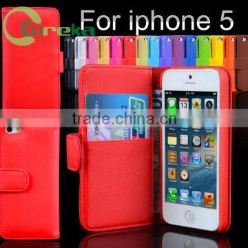 OEM flip book style pu leather bumper case for IPhone 5,5s,5g