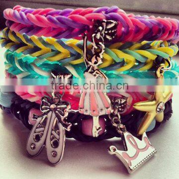 Wholesale 2014 hotest sale colorful charm rubber bracelet