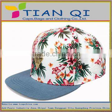beautiful cotton hip hop hats sale with metal plate and back leather strap