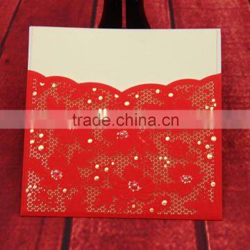 Wholesale Laser Cut 2016 Popular Royal red color gold stamping Laser cut Wedding Invitation Card Design