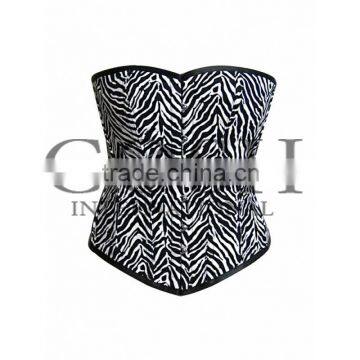 Overbust Zebra Print Cotton Steel Boned Corset Ci-1004