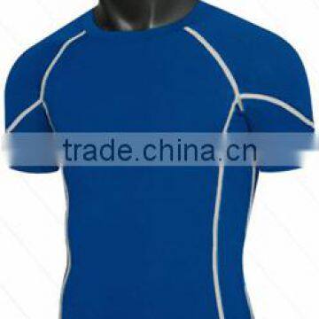 Blue Color Compression Base Layer Rash Guard Shirt For Training Of Weight Lifting Bodybuilding Yoga And BJJ MMA