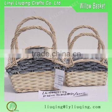 new style 2 set willow flower basket with pp lining