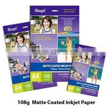 Professional Matte Coated Inkjet Photo Paper 108G