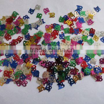 1.0x1.0cm 1.2x1.0cm Metallic PVC 16 18 Happy Birthday Confetti for Party Decoration photo-2
