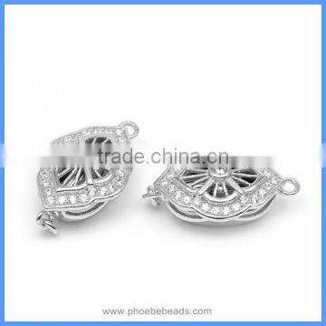 Fine Jewelry Accessories Zircon Pave Sterling Silver Box Clasps Hooks Connectors Findings For Pearl Jewellery SC-BC224 photo-3
