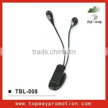 led book reading light with 2 branch bulbs foldable