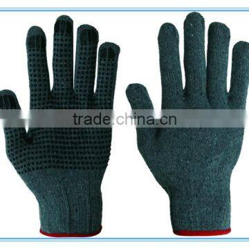 7 gauge bleached one side PVC dotted polycotton string knitted gloves