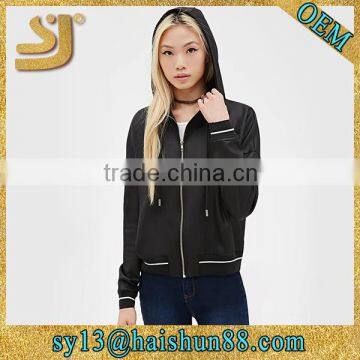 metal-capped drawstrings black zip up hoodie customized