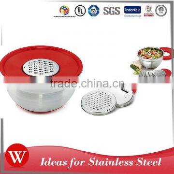 2016 Fashionable Non-skid Salad Stainless Steel Mixing bowl with Plastic Lid