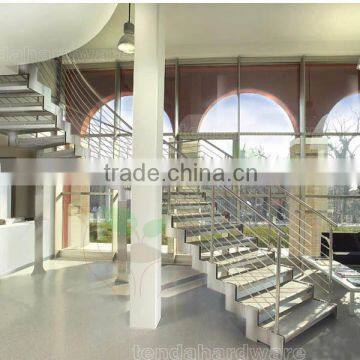 indoor steped plate stringer metal circle spiral stairs with stone tread