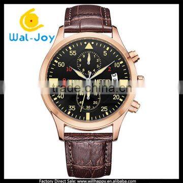 WJ-5511 Complete Calendar Multifunction Megir Brand Genuine Leather Men Waterproof Watch photo-3
