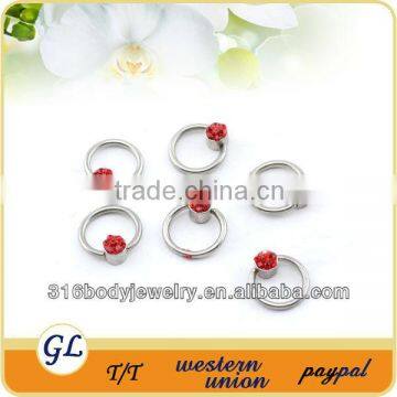 BCR004 surgical steel crystal captives bead ring