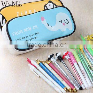 Hot PU leather pen bag kids fancy cartoon animal pencil case