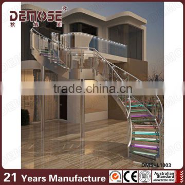 luxury glass stairs price with led light