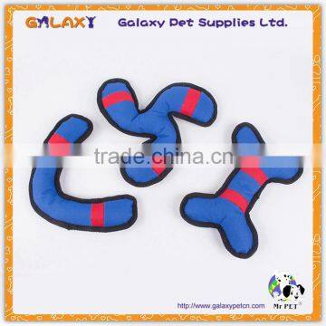 M1109 Wholesale Polyester Bone Shape Tough Dog Toy With Squeaker