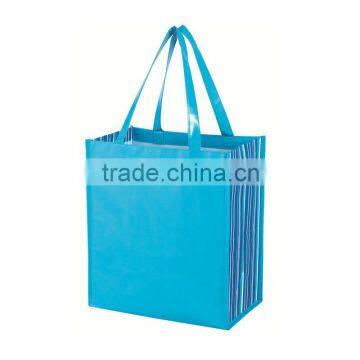 Shiny Laminated Non-Woven Tropic Shopper Tote Bag-Blue