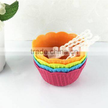 8pcs Plastic Mini ice cream bowl with spoon set