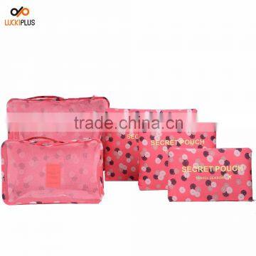 Luckipus Luggage Packing Cubes Travel Organizer Mesh Bags 6 Piece Various Size Set-3 Packing Cubes and 3 Pouches Pink Flower