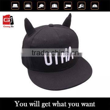 Wholesale 3D Embroidery Custom Children Funny Flat Bill Snapback Hats With Ear