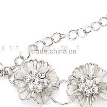 Korea Style Fashion All-match Ladies and Women Flower Decoration Rhinestone Metal Extra Long Big Size Slender Waist Chain photo-3