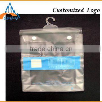 Customized Printing pvc bags cheap hook clear garment Bag