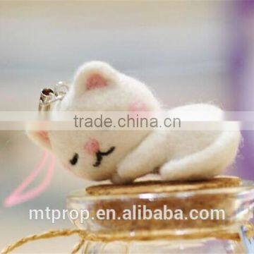 Wholesale Handmade DIY Wool Felting Crafts Sleepy Cat Decors