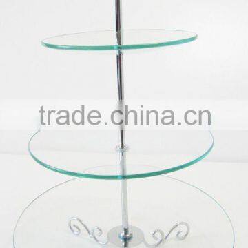 Latest 3-layer tempered clear glass cake stands