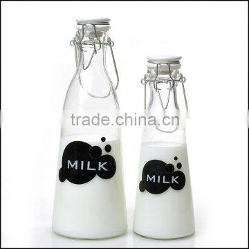 1L&500ml Glass Milk Bottle With Ceramic Lids