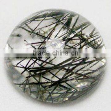 20mm Round Black Rutilated Quartz Gemstone Cabochon
