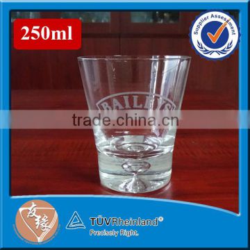 Unique high grade round thick bottom whiskey glass cup 250ml