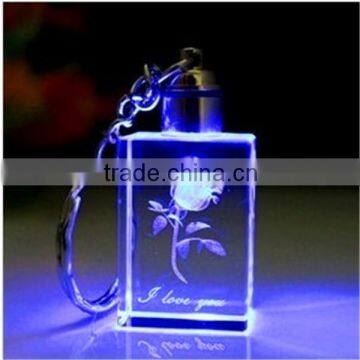 Beautiful 3d laser Crystal Keychain for Souvenir or Holiday Gifts